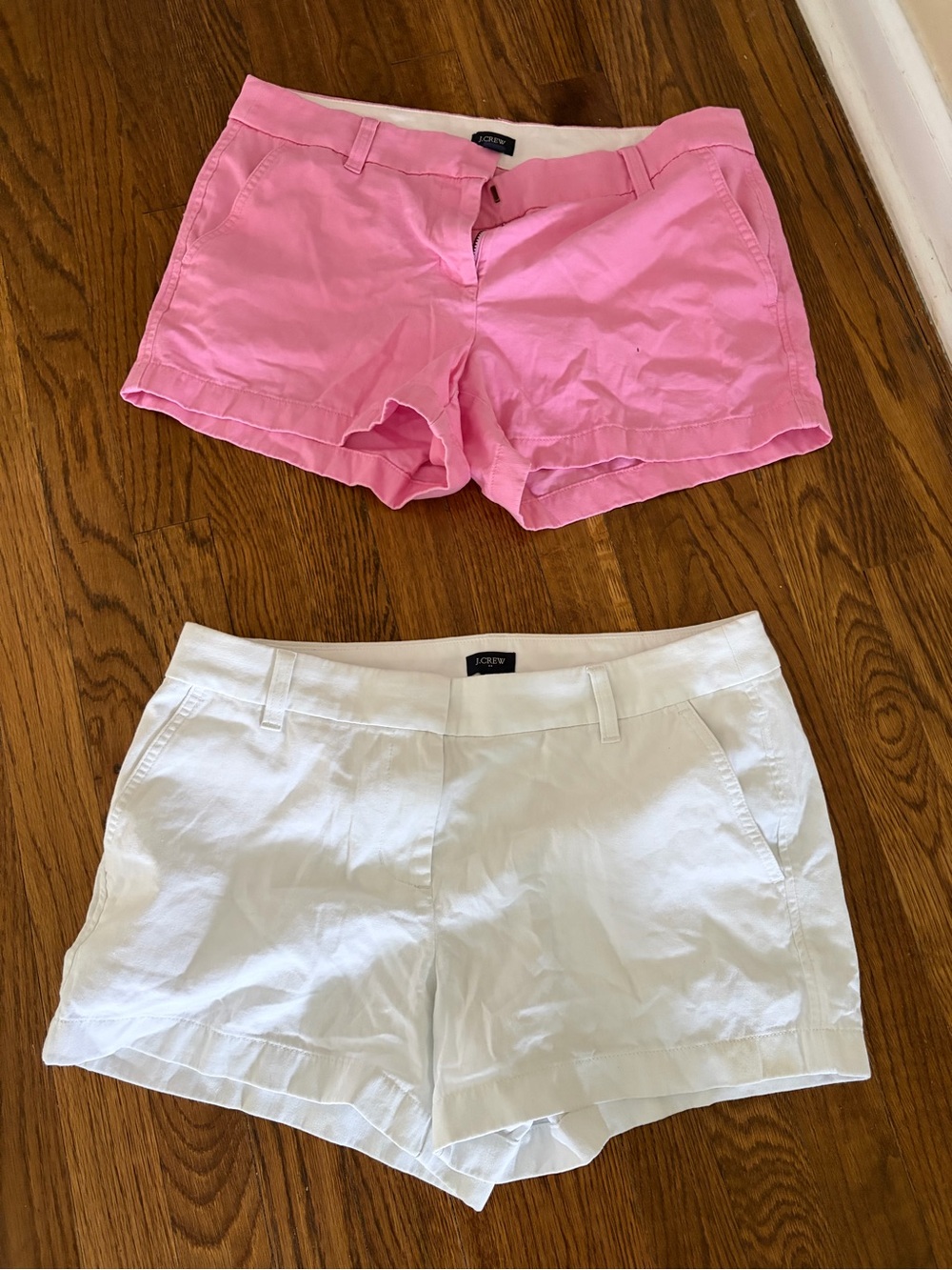 J. Crew Pink and White Cotton Chino Shorts Set